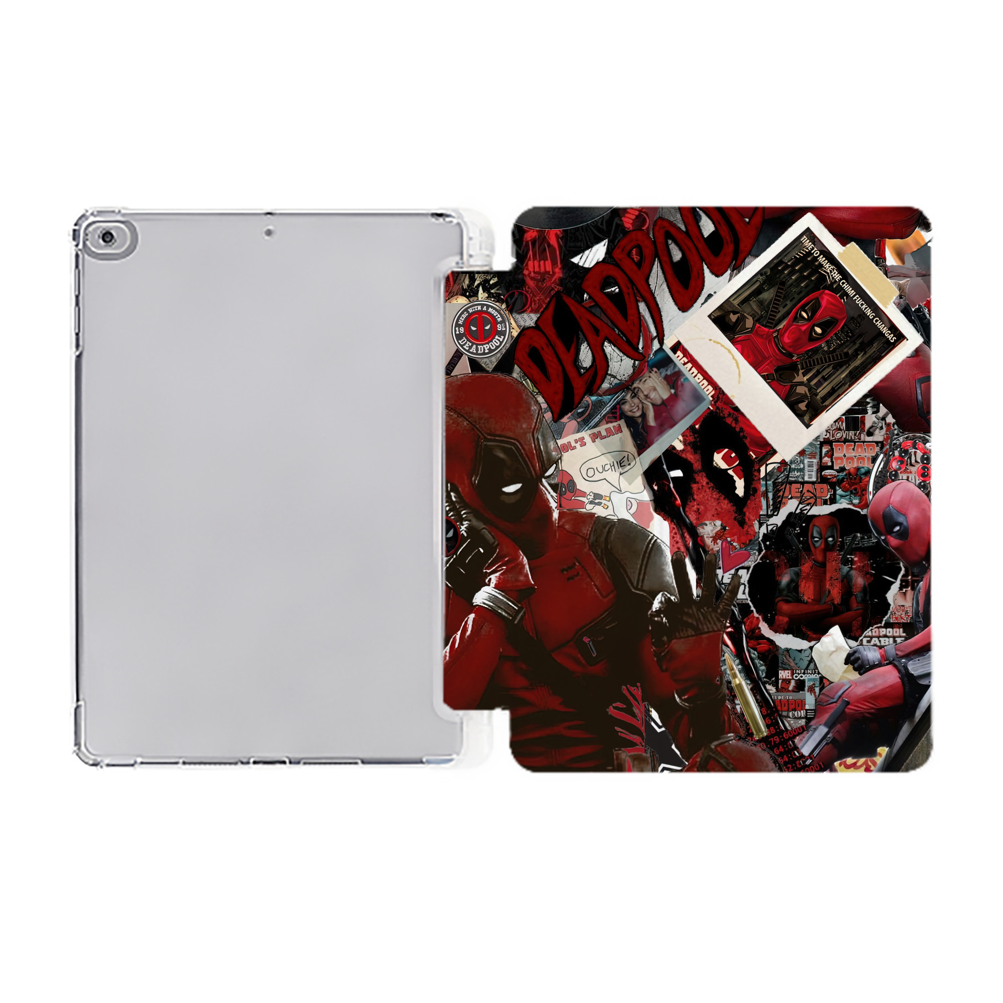 （画像用） Deadpool デッドプール IPad ケース ペン収納付き 三つ折りスタンド PUレザー×シリコン 対応機種9.5/10.5/10.9インチ